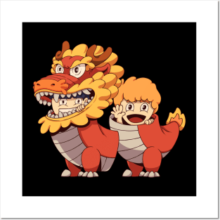 kids in dragon costumes Posters and Art